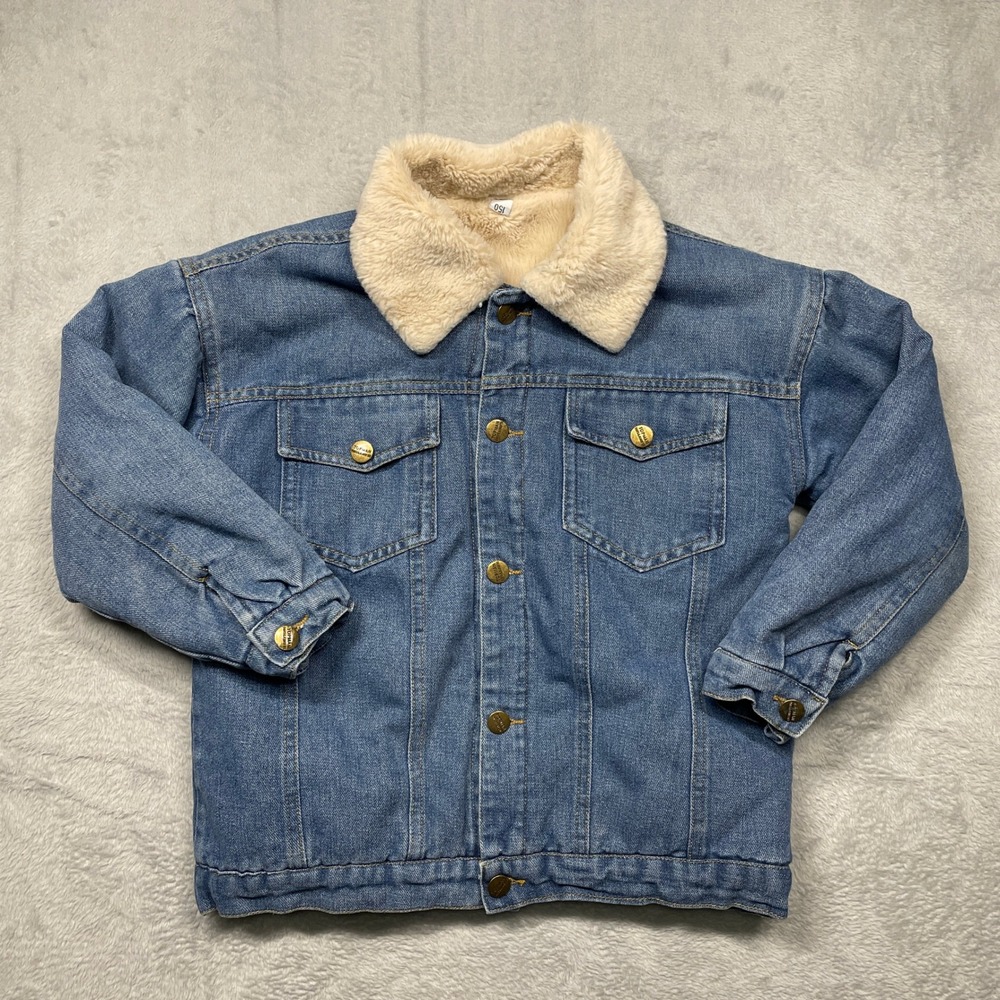 Topman Denim Jacket Boys 150 Blue Sherpa Lined LAOCL Luckey Child Ren Jeans